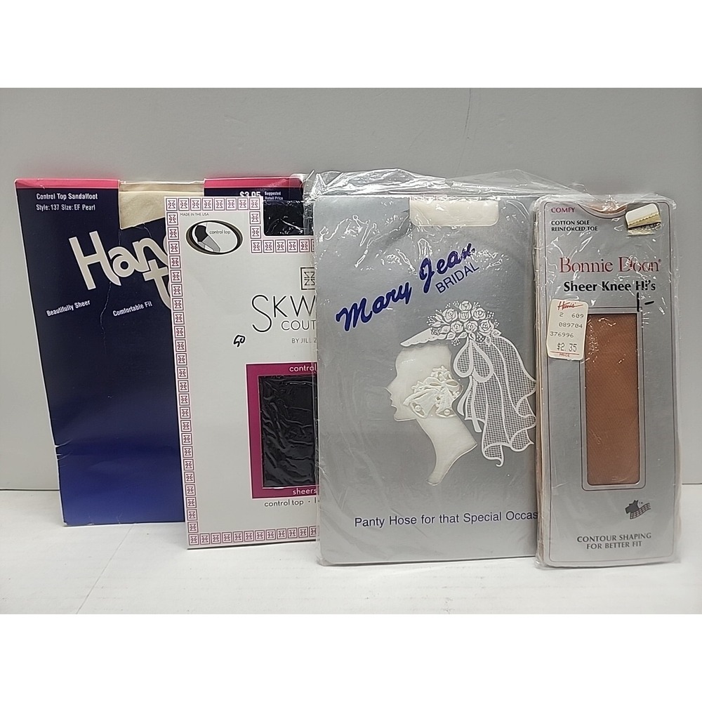 Lot Of 4 Pantyhoseskweez/mary Jean/bonnie Doon/hanes‎ Too